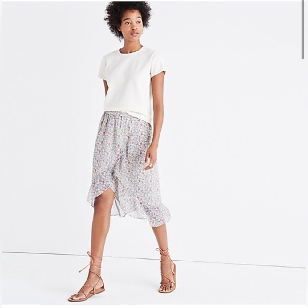 Madewell Ruffle Wrap Midi Skirt in Shadowpetal